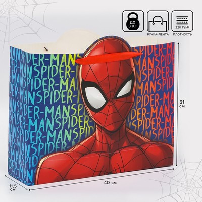 Пакет подарочный, 40 х 31 х 11,5 см "Супер-мен", Человек-паук