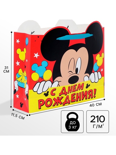Пакет подарочный «С днём рождения!», 40×31×11.5 см
