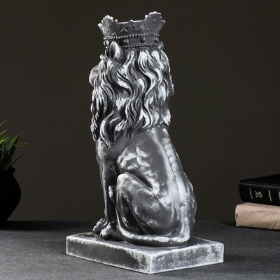 Копилка для денег «Лев с короной», гипс, серый камень, 19×14×35 см