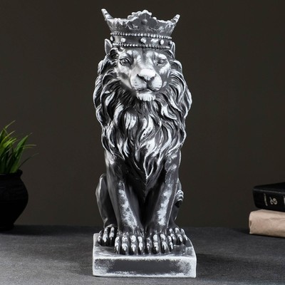 Копилка для денег «Лев с короной», гипс, серый камень, 19×14×35 см