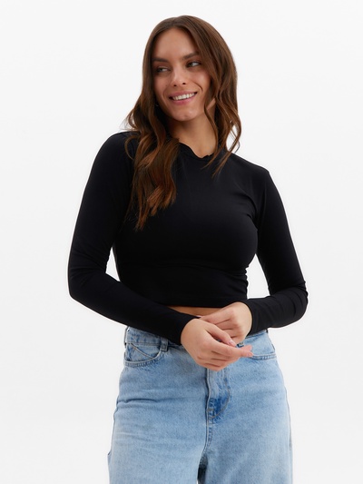 Лонгслив женский MINAKU: Basic line, чёрный, размер 42