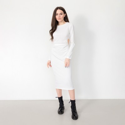 Платье с разрезом миди женское MIST, размер 46, белое