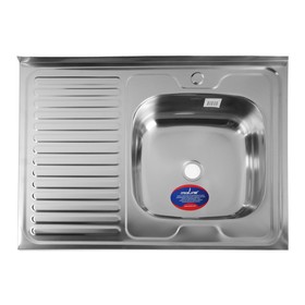 УЦЕНКА Мойка кухонная MIXLINE 527971, накладная, толщина 0.4 мм, 80х60х16 см, правая, выпуск 1 1/2"