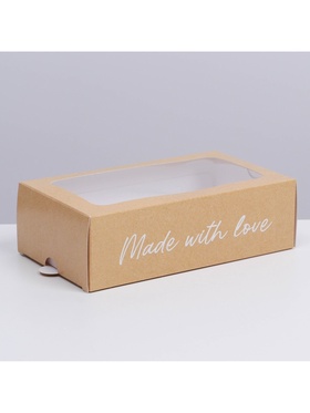 Коробка для макарун, кондитерская упаковка «Made with love», 18 х 10.5 х 5.5 см (комплект 5 шт)