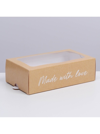 Коробка для макарун, кондитерская упаковка «Made with love», 18 х 10.5 х 5.5 см