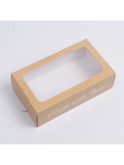Коробка для макарун, кондитерская упаковка «Made with love», 18 х 10.5 х 5.5 см