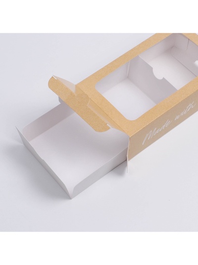 Коробка для макарун, кондитерская упаковка «Made with love», 18 х 10.5 х 5.5 см