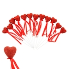 Сердце сувенирное на палочке блёстка (набор 12 шт) d=3,5 см, красный - Фото 1