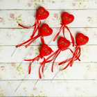Сердце сувенирное на палочке бархат (набор 6 шт) d=4,5 см надпись, красный - Фото 3