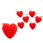 Сердце сувенирное на подвеске бархат (набор 6 шт) d=6 см, красный - Фото 1