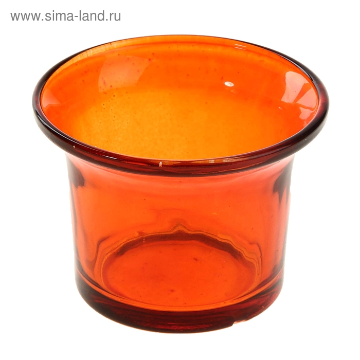 Подсвечник стекло 4,7 х 6,2 х 6,2 см "Глянец", оранжевый - Фото 1