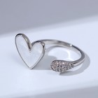 Кольцо «Сердце» мультяшное, цвет белый в серебре, безразмерное - фото 9579027