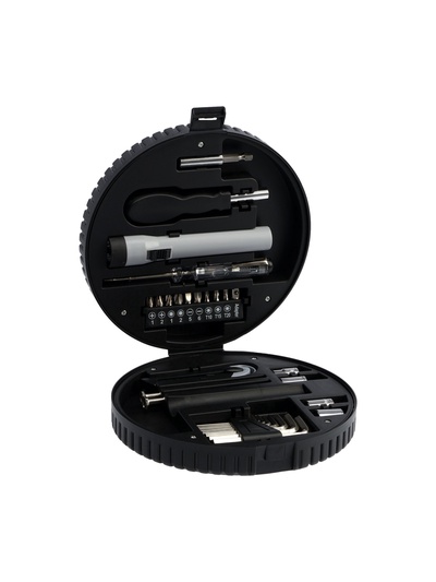 УЦЕНКА Набор инструментов ТУНДРА, подарочный пластиковый кейс «Колесо», 29 предметов