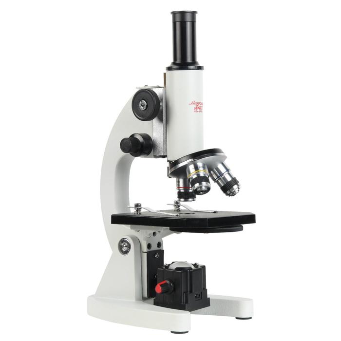 Микроскоп школьный Эврика 40×-640х, зеркало, LED - фото 1882331813