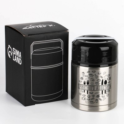 Термос для еды Мастер К «Приятного аппетита», 800 мл, нержавеющая сталь, серебристый, чёрный