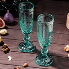 Набор бокалов из стекла для шампанского Magistro «Ла-Манш», 160 мл, 7×20 см, 2 шт, цвет бирюзовый - Фото 2