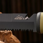 Нож тактический "Альфа" 23см, клинок 110мм/3мм, со стеклобоем и стропорезом, зеленый - Фото 4