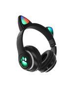 Наушники беспроводные, с ушками кошки, MYBIT W-32, Bluetooth 5.0, с микрофоном, AUX, microSD, MP3, 400 мАч, чёрные - Фото 4
