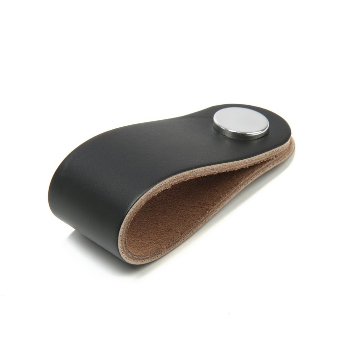 Ручка-кнопка CAPPIO, черная, кожаная - фото 18548369