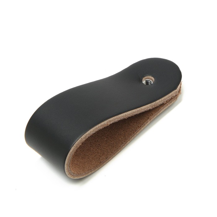 Ручка-кнопка CAPPIO, черная, кожаная - фото 18548370