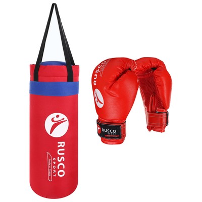 Набор боксёрский для начинающих RuscoSport: мешок, перчатки, 6 унций, цвет красный
