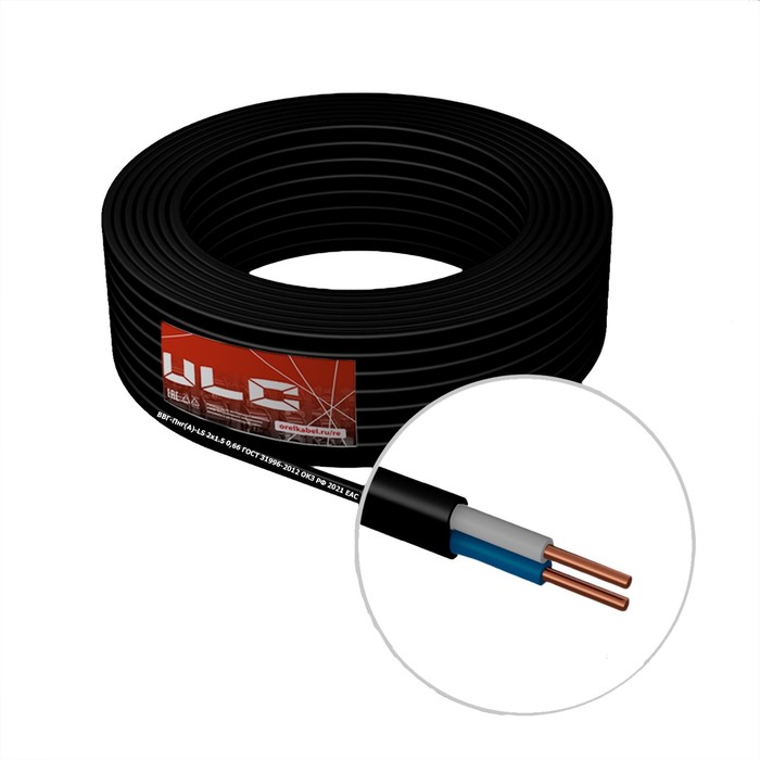 

Кабель "ULC" ВВГ-Пнг(A), сечение 2х1.5 мм2, 100 м, ГОСТ, чёрный