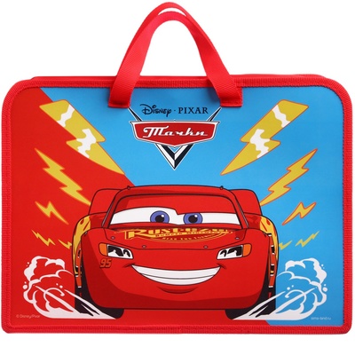 Папка пластиковая с ручками А4, на молнии, 8×33×24 см, «Тачки»