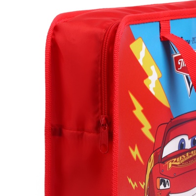 Папка пластиковая с ручками А4, на молнии, 8×33×24 см, «Тачки»