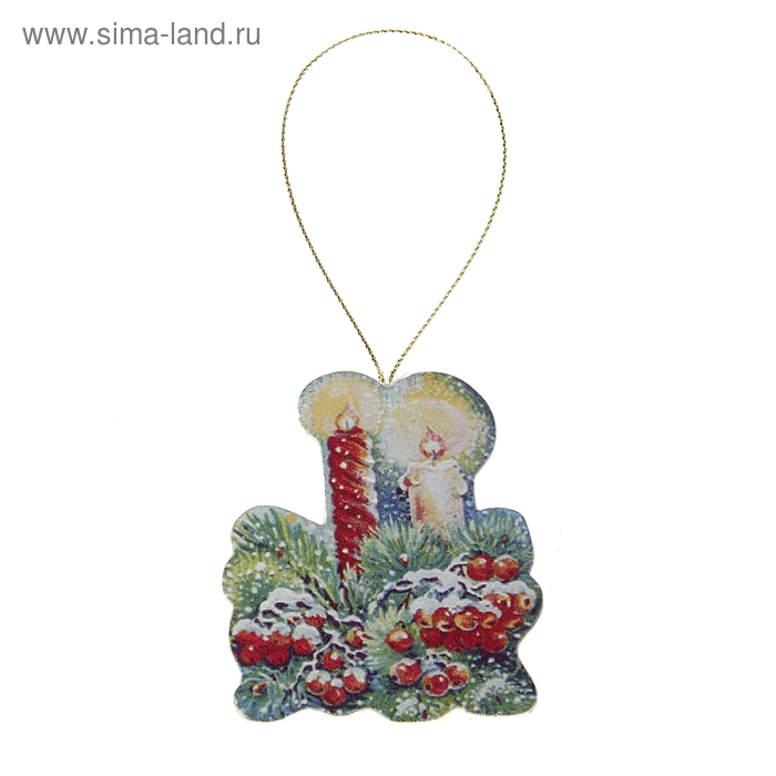 Подвеска новогодняя "Свечи", золотая нить - Фото 1