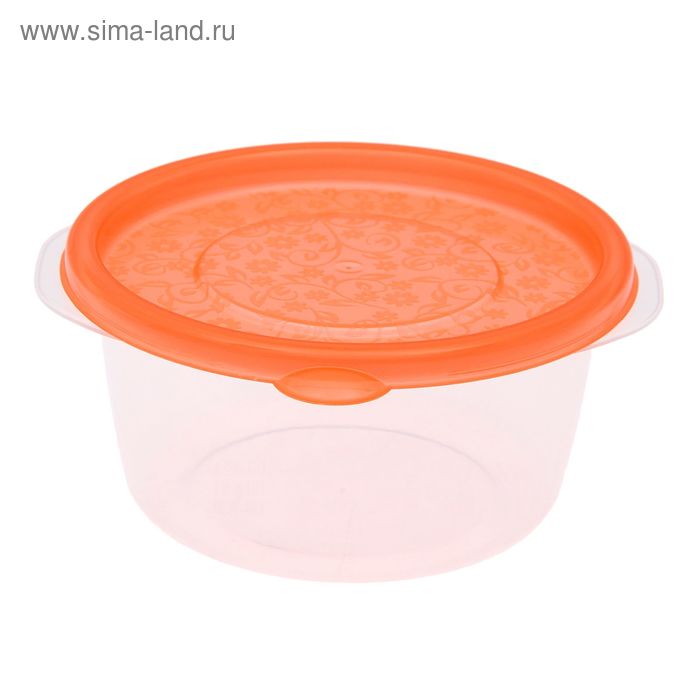 Контейнер пищевой 440 мл круглый "Арт-деко", цвет оранжевый - Фото 1