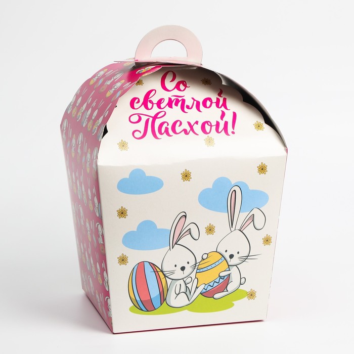 Пасхальная подарочная коробочка «Крольчата», 17×17×26 см - Фото 1