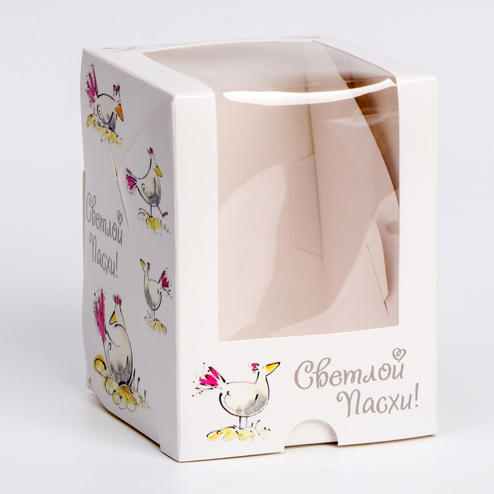 Пасхальная коробочка с окном «Курочка», 12.5×9.5×9.5 см - Фото 1