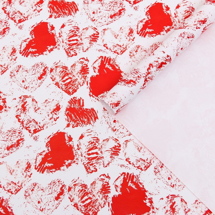 Бумага упаковочная глянцевая «Сердечки», 100×70 см, 1 шт. - Фото 1