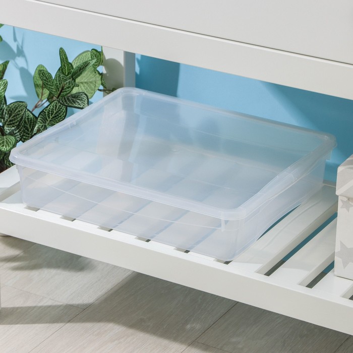 Ящик для хранения «Кристалл», 9 л, 40×33.5×8.5 см, с крышкой, прозрачный - Фото 1