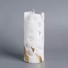Свеча-цилиндр "Ажурная", 6х15 см, белая с поталью - Фото 2