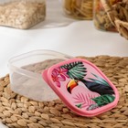 Контейнер пищевой Доляна «Тропики», 400 мл, квадратный, цвет розовый - фото 25478040