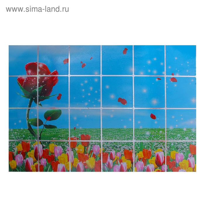 Наклейка на кафельную плитку "Поле цветов" 90х60 см - Фото 1