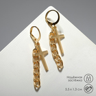 Серьги металл «Крест и цепочка», цвет золото - Фото 2