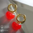 Серьги со съёмным элементом «Трансформер» сердечки, цвет красный в золоте - фото 71254205