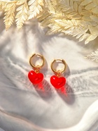Серьги со съёмным элементом «Трансформер» сердечки, цвет красный в золоте - Фото 4