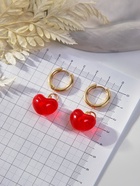 Серьги со съёмным элементом «Трансформер» сердечки, цвет красный в золоте - Фото 2