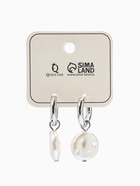 Серьги со съёмным элементом «Трансформер» жемчужный диск, цвет белый в серебре  (артикул 7141464)  большой выбор товаров оптом и в розницу по низким ценам с доставкой