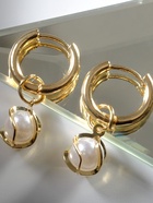 Серьги со съёмным элементом «Трансформер» жемчужина в нитях, белые в золоте - Фото 3