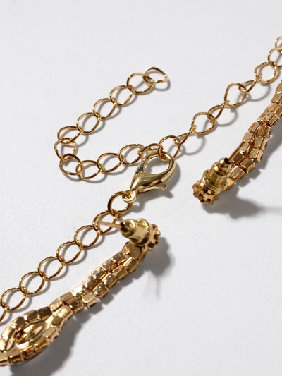 Набор 2 предмета: серьги, колье «Листопад» ромб, цвет белый в золоте, 45 см