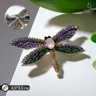 Брошь «Стрекоза», цветная в чернёном серебре - Фото 2