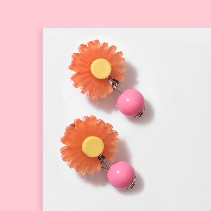 Клипсы детские «Выбражулька» цветок с бусиной ромашка, цвет МИКС