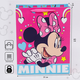 Пакет подарочный, 31 х 40 х 11,5 см "Minnie", Минни Маус
