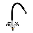 УЦЕНКА Смеситель для кухни Accoona A4882F-1, однорычажный, с гибким изливом, черный - Фото 2