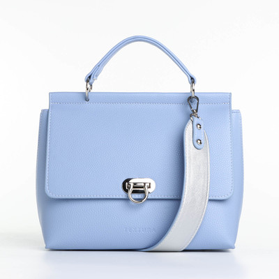 Сумка женская на клапане TEXTURA, средний размер, голубая