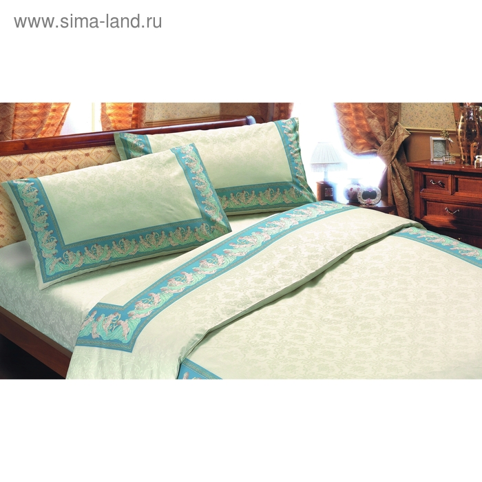 Постельное белье 2сп АНГЕЛЫ цв голубой 180*210см, 210*230см, 50*70см 2шт - Фото 1